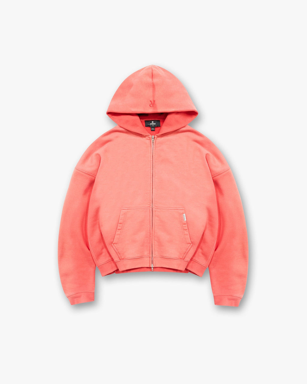 Initial Boxy Zip Through Hoodie - Vintage Red