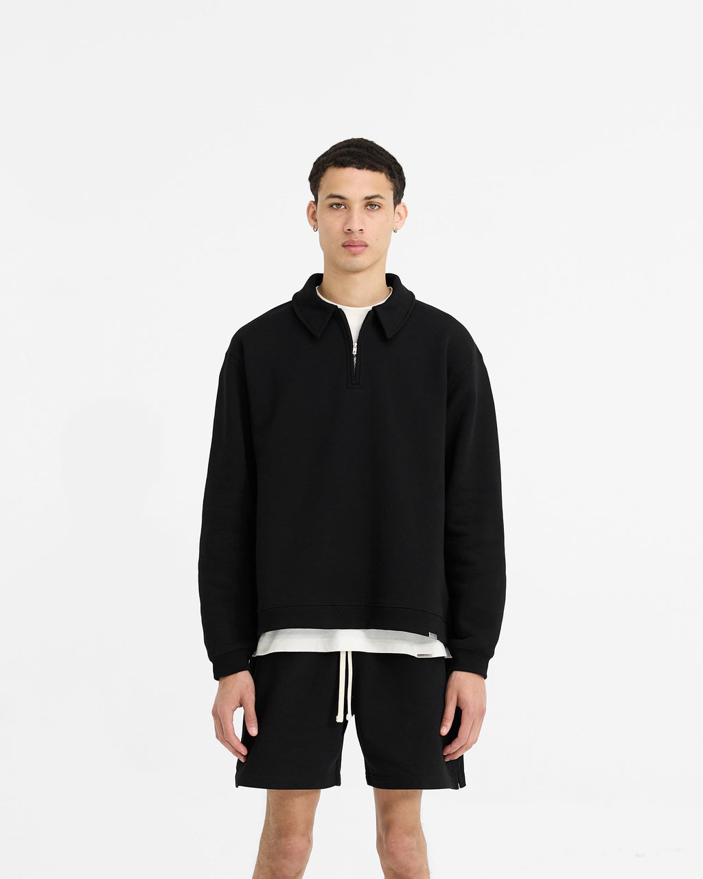 Initial Boxy Quarter Zip - Jet Black