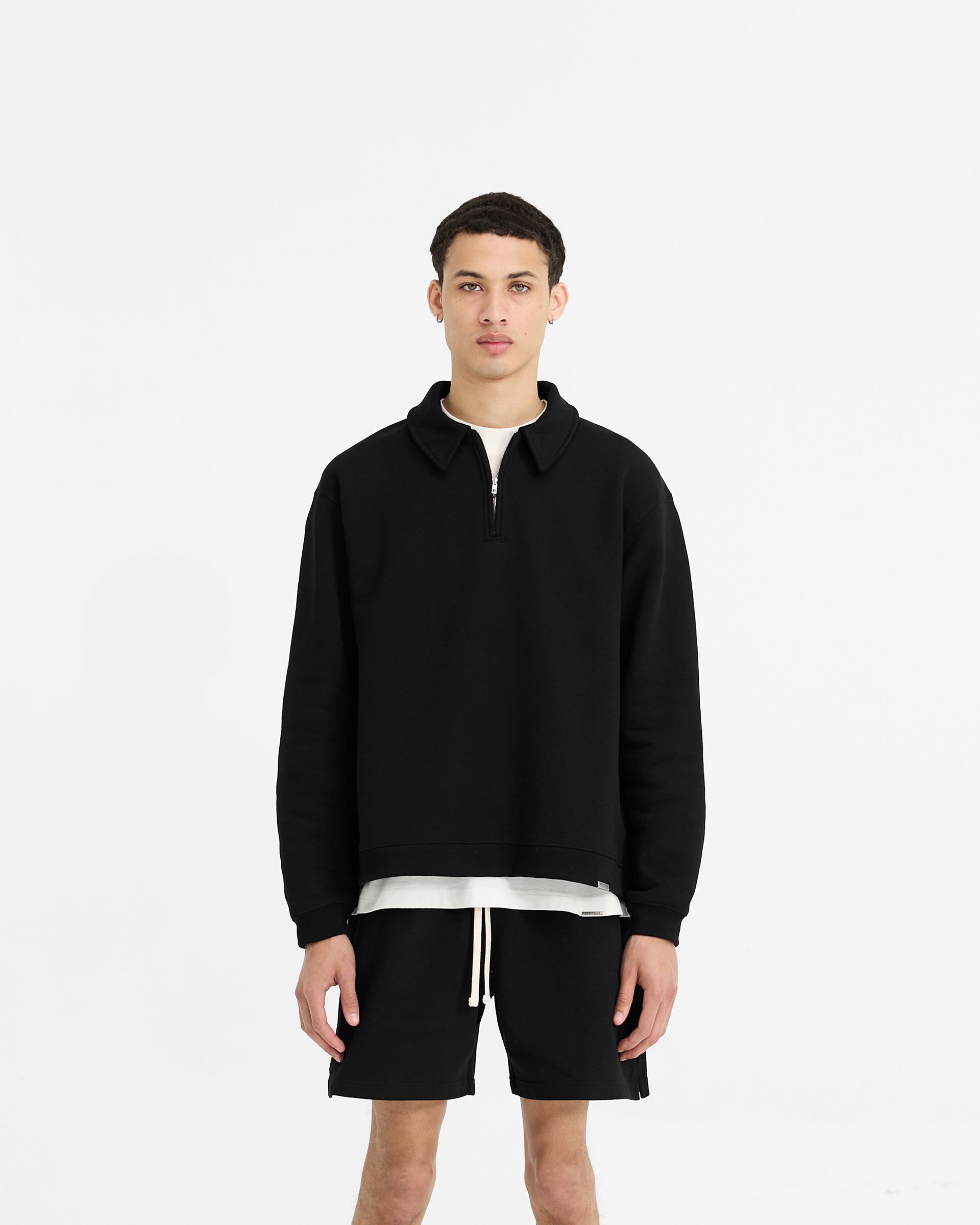 Initial Boxy Quarter Zip - Jet Black