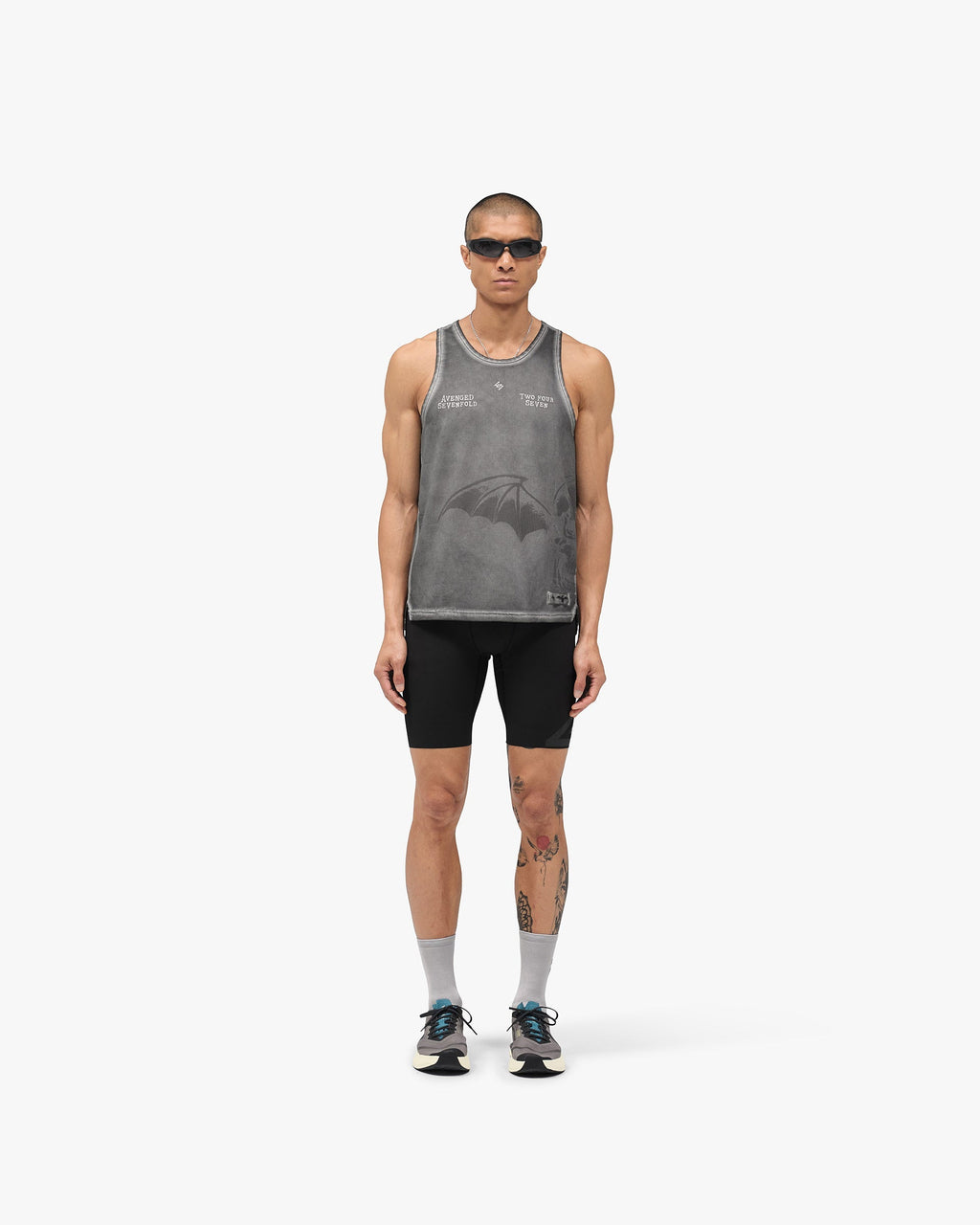 247 x Avenged Sevenfold Death Bat Singlet - Washed Grey
