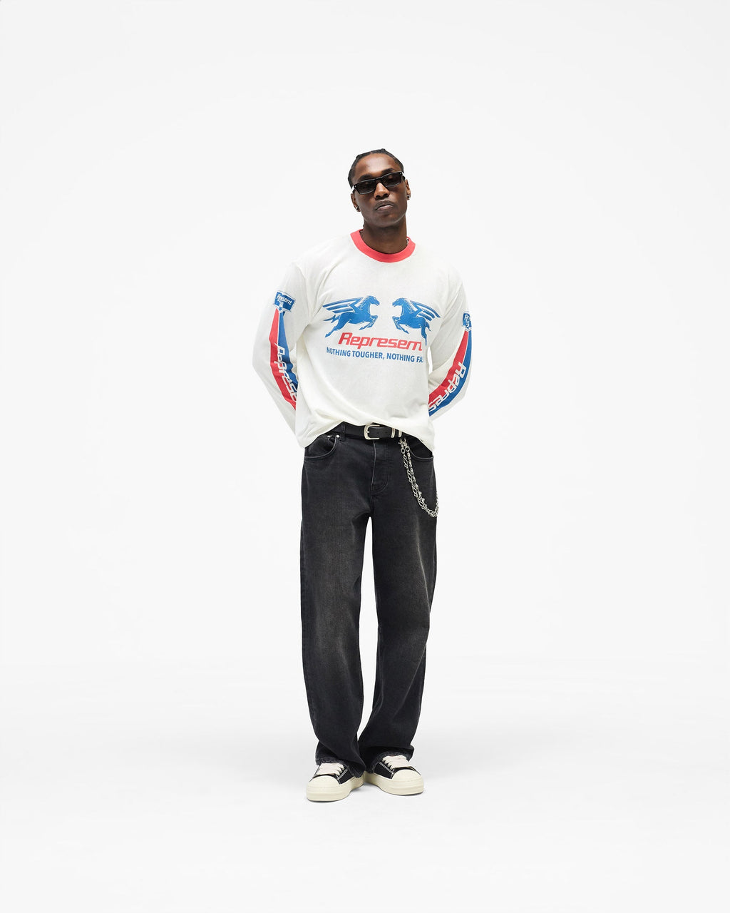 Mesh Pegasus Long Sleeve T-Shirt - Flat White
