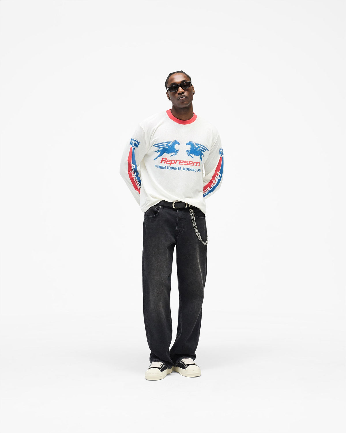 Mesh Pegasus Long Sleeve T-Shirt - Flat White