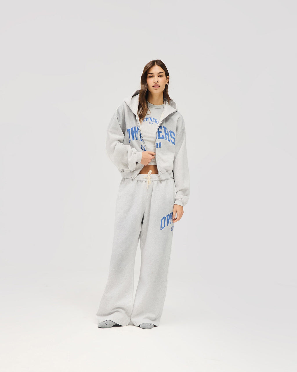 Represent Owners Club Zip Through Hoodie - Sprayed Ice Grey Marl