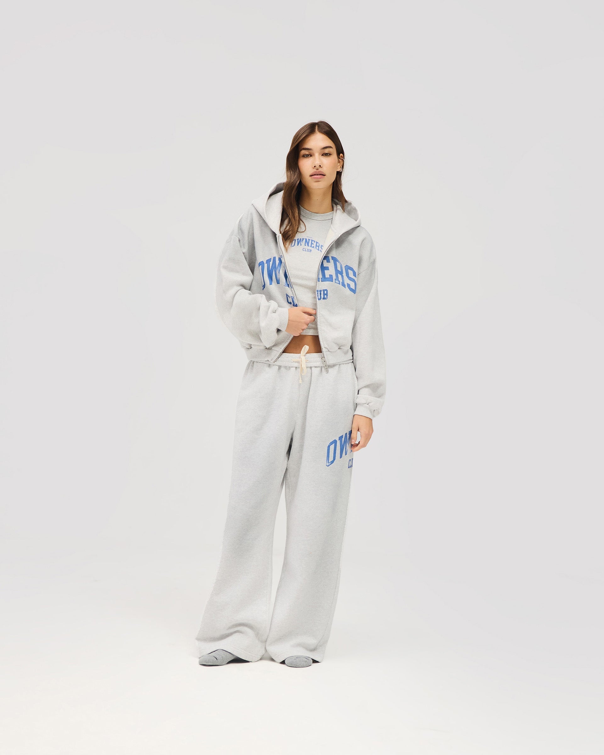 Represent Owners Club Zip Through Hoodie - Sprayed Ice Grey Marl