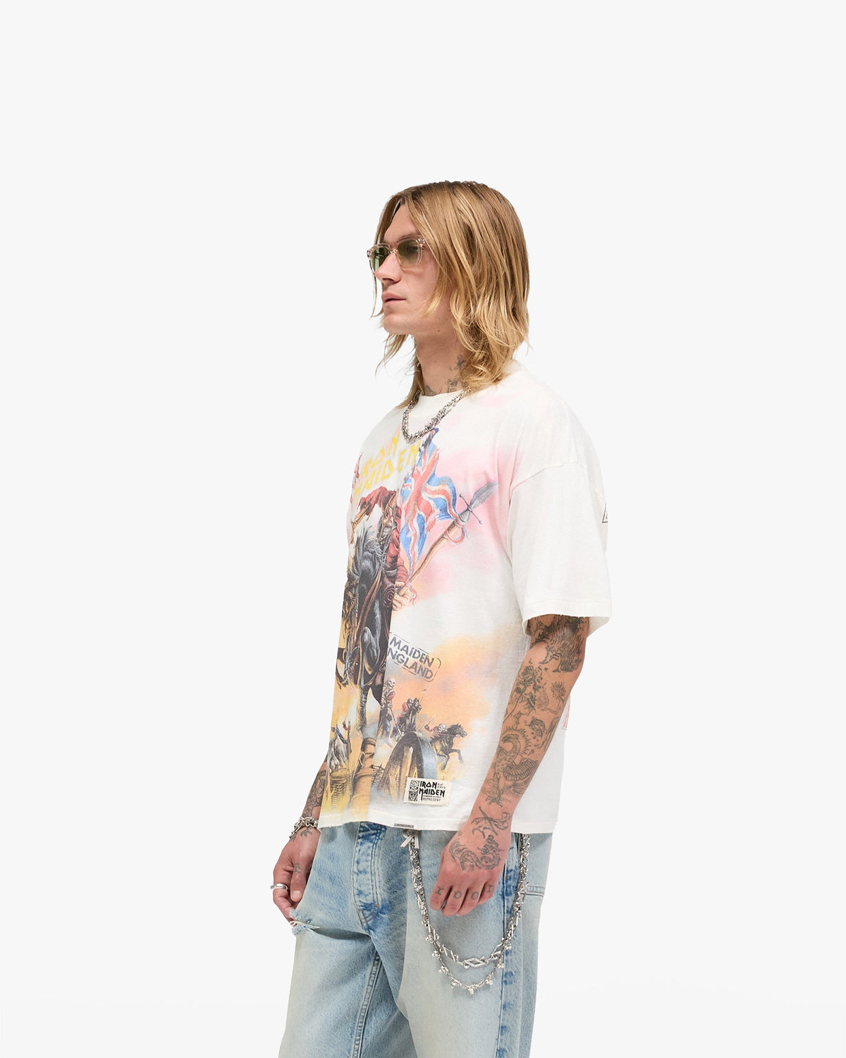 Represent X Iron Maiden Steed T-Shirt - Flat White