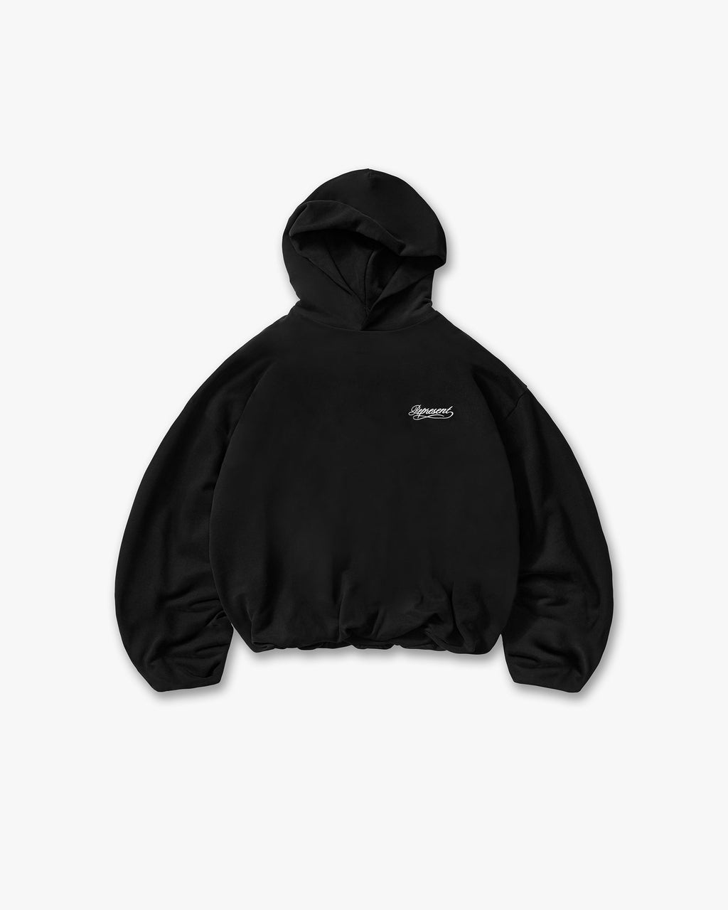 Dual Layer Script Hoodie - Jet Black
