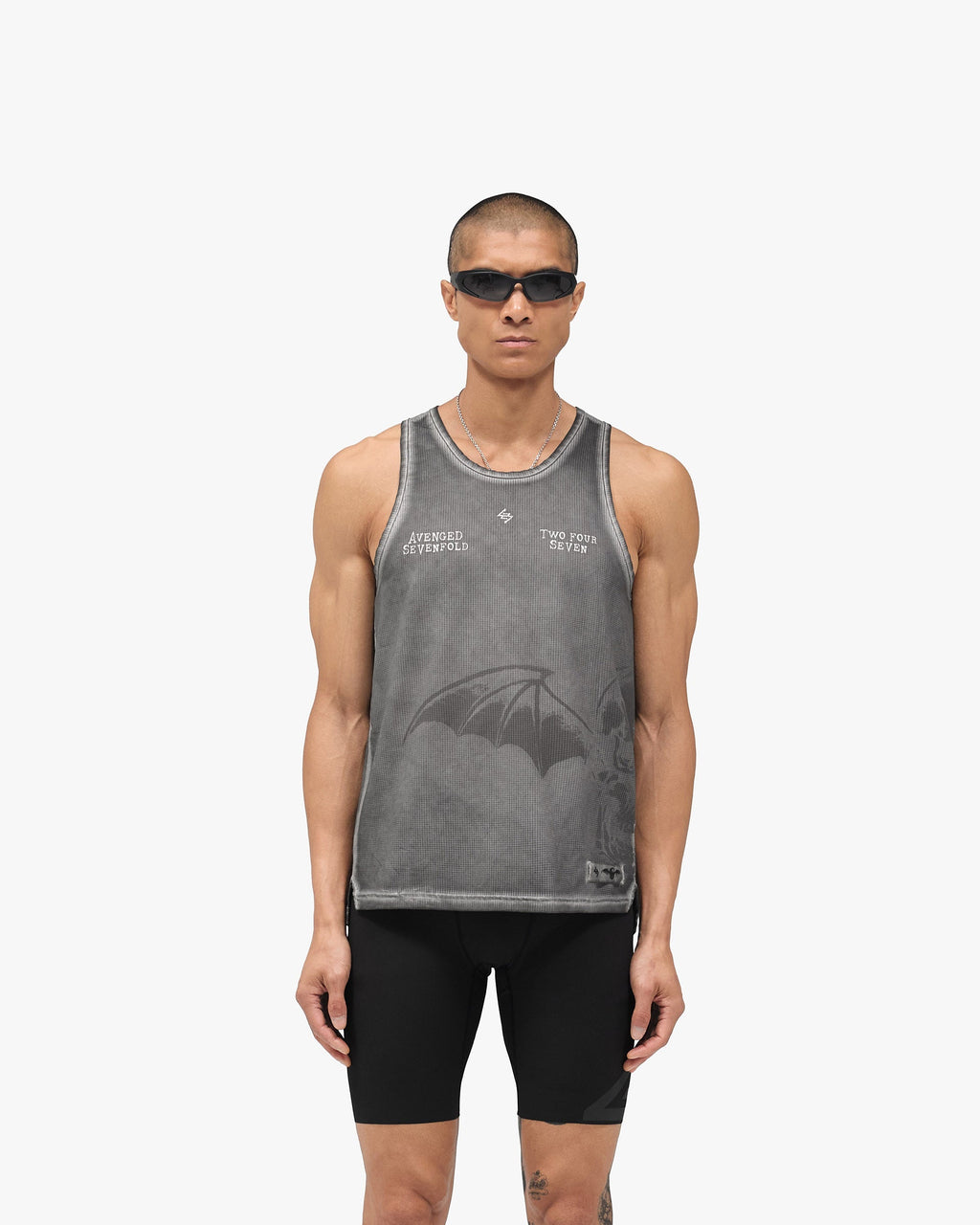 247 x Avenged Sevenfold Death Bat Singlet - Washed Grey