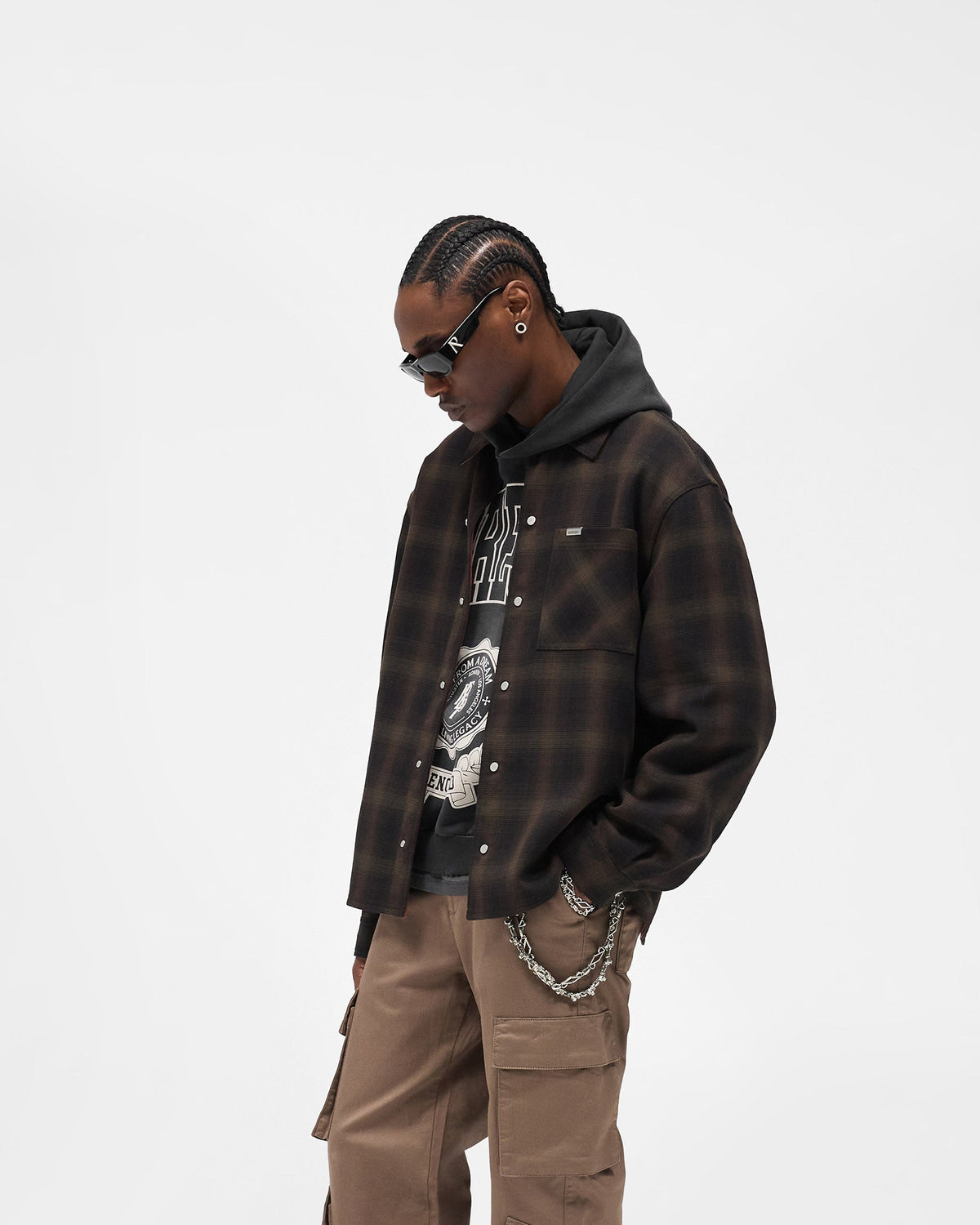 Bonded Reversible Check Shirt - Nero
