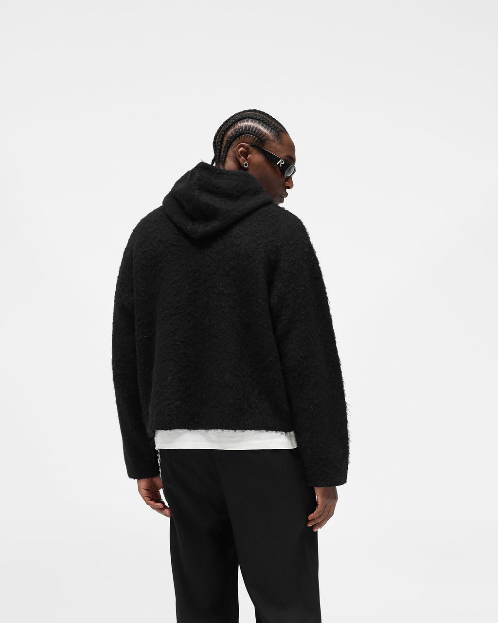 Textured Borg Hoodie - Jet Black