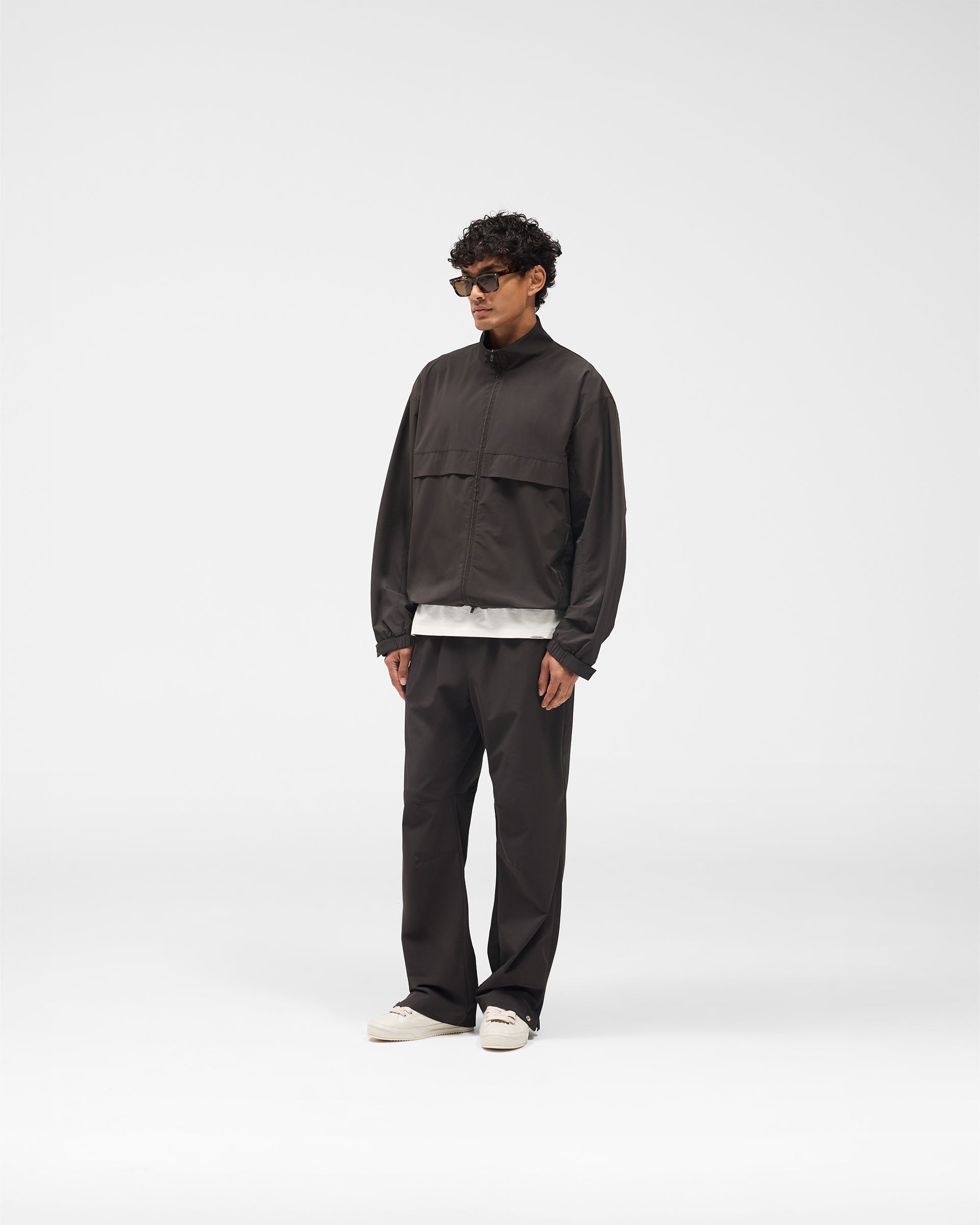 Initial Nylon Track Jacket - Coffee